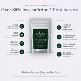 LOW CAFFEINE 静 First Harvest Japanese Matcha Powder, Over 85% Less Caffeine (7 mg per Cup, Lab Tested), Izumo Shimane, 30 g